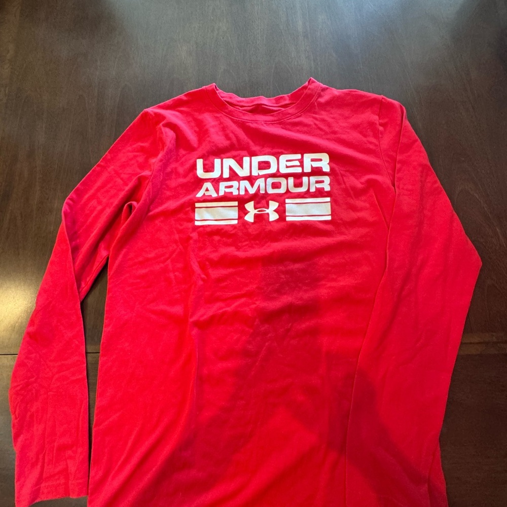 Under Armour Red Long Sleeve Kids Tee